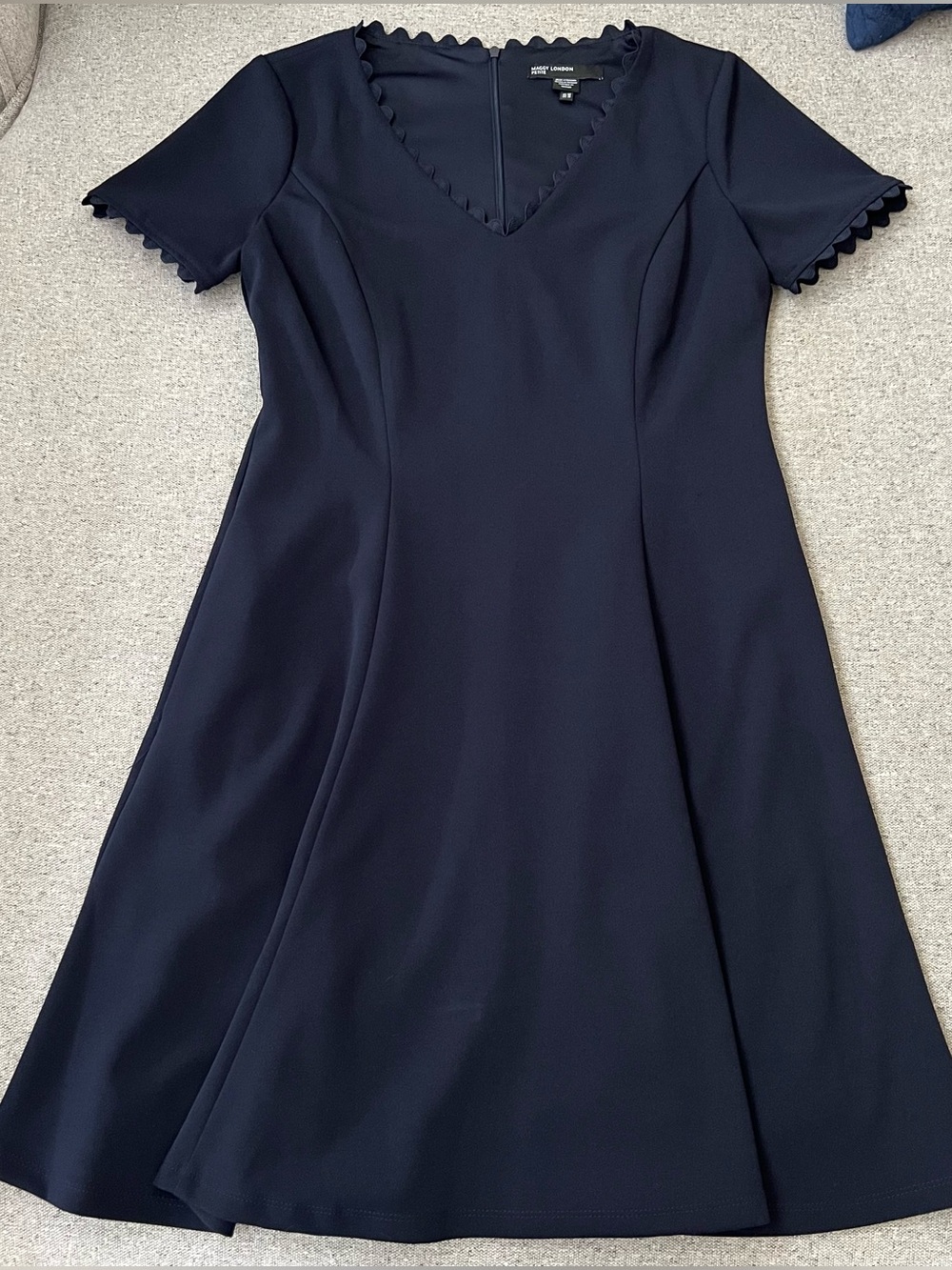 Maggy London scallop dress fit and flare navy